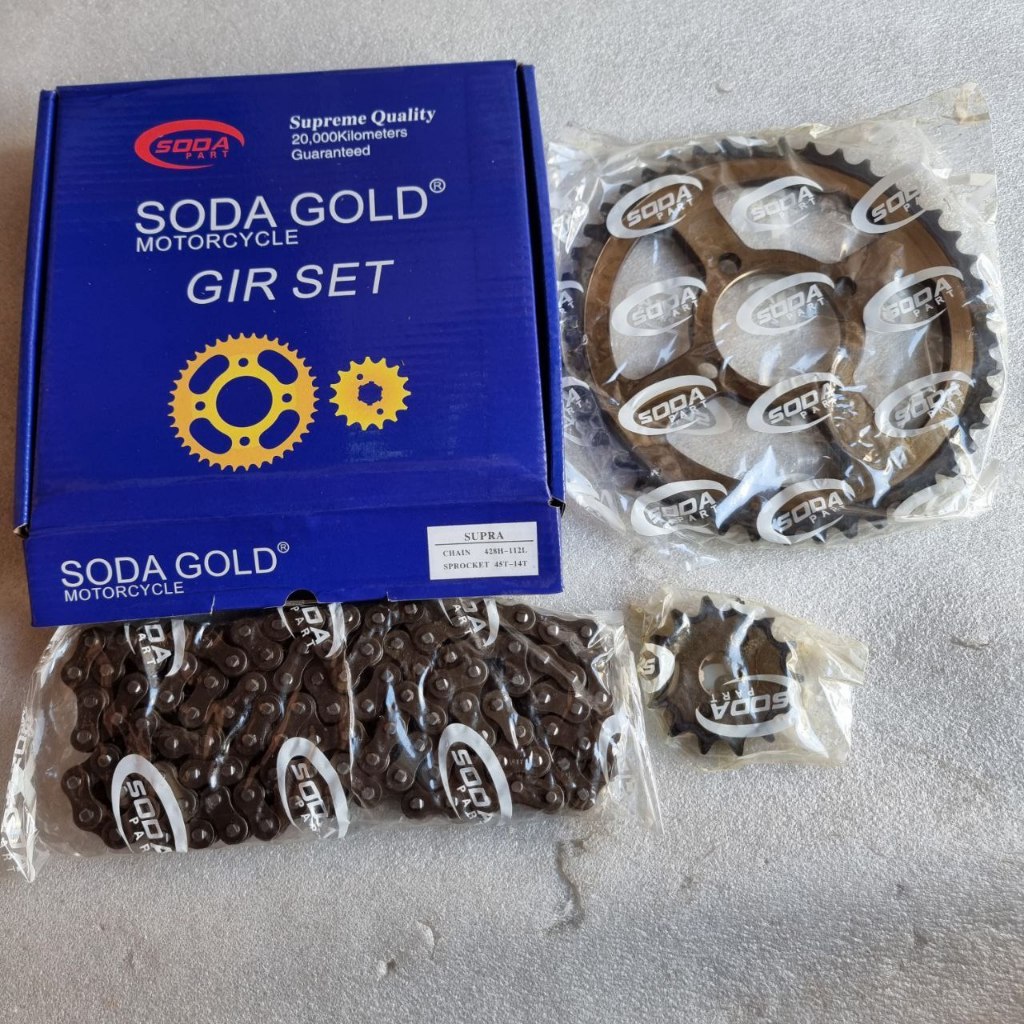 Gear Paket Sepuh Baja Original Supra X 45T Honda Soda Gold