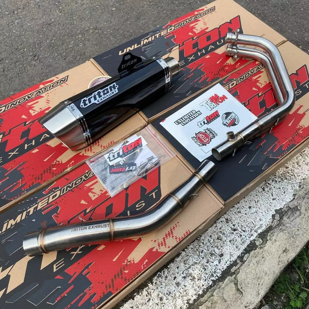 Knalpot Racing CBR250RR, Ninja 250 Fi, R25, MT25 Fullsystem Triton Exhaust type Flash Series
