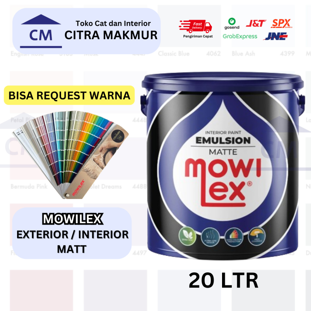 MOWILEX EMULSION - 20 Ltr ( Bisa Request dan Custom Warna ) Cat Tembok Interior/Eksterior Cat Taman 