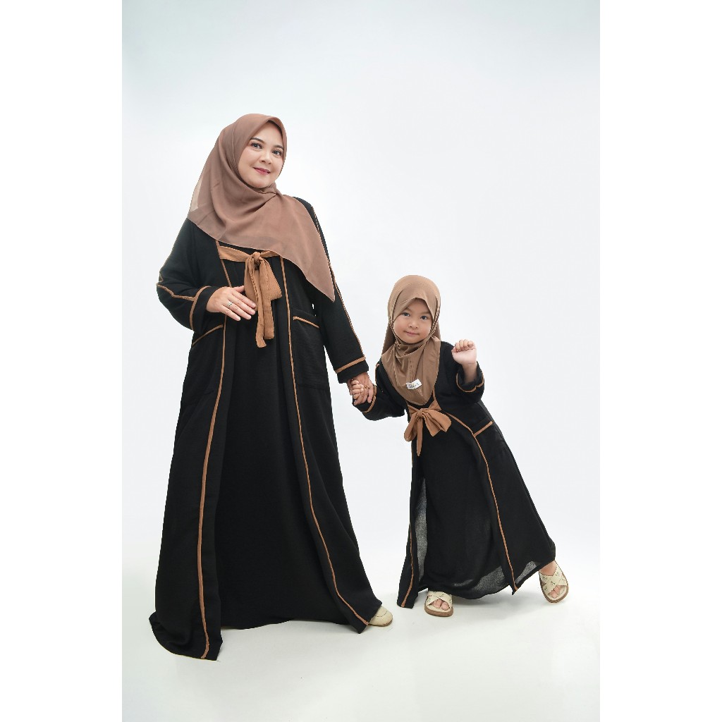 abaya couple ibu dan anak perempuan gamis turki dengan tali pita lucu HARGA SATUAN