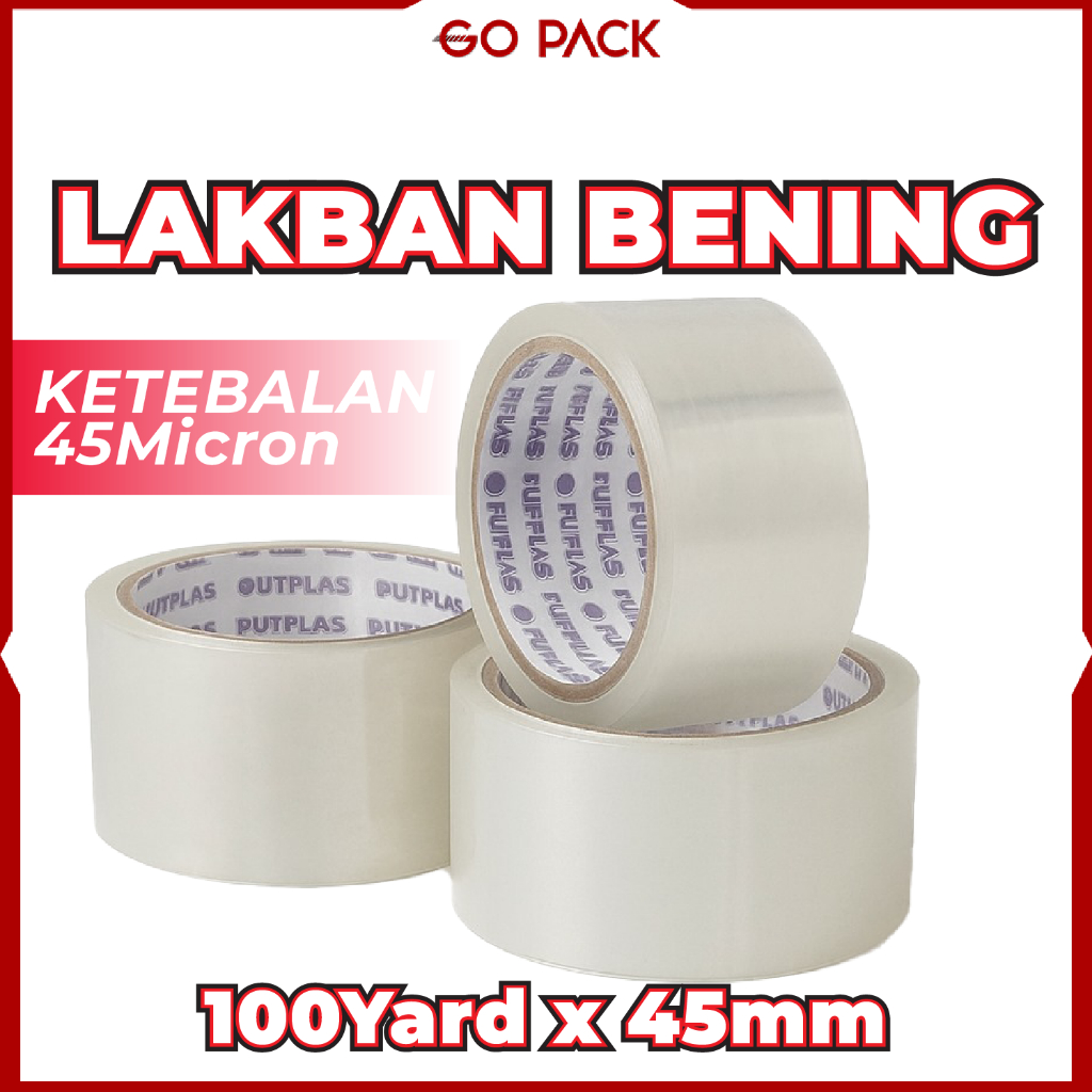 

LAKBAN BENING 100 Yard ISOLASI SELOTIP Cortape Tebal Clear Tape 45 mm Daya Lengket Kuat Lakban Coklat Fragile Plastik OPP Polymailer Paket Baju Fashion Grosir Satuan Murah