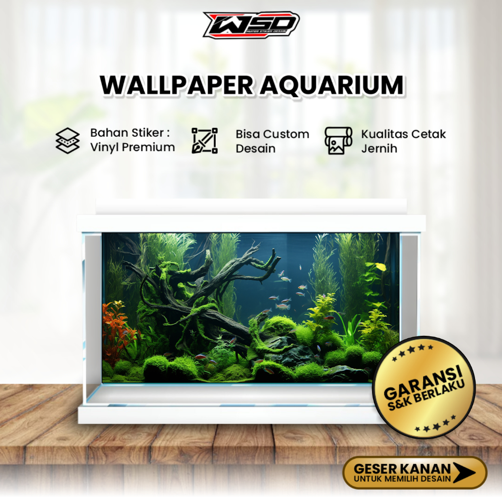 Background Aquarium Wallpaper Stiker Hiasan Aquascape Sticker Vinyl Premium 3D