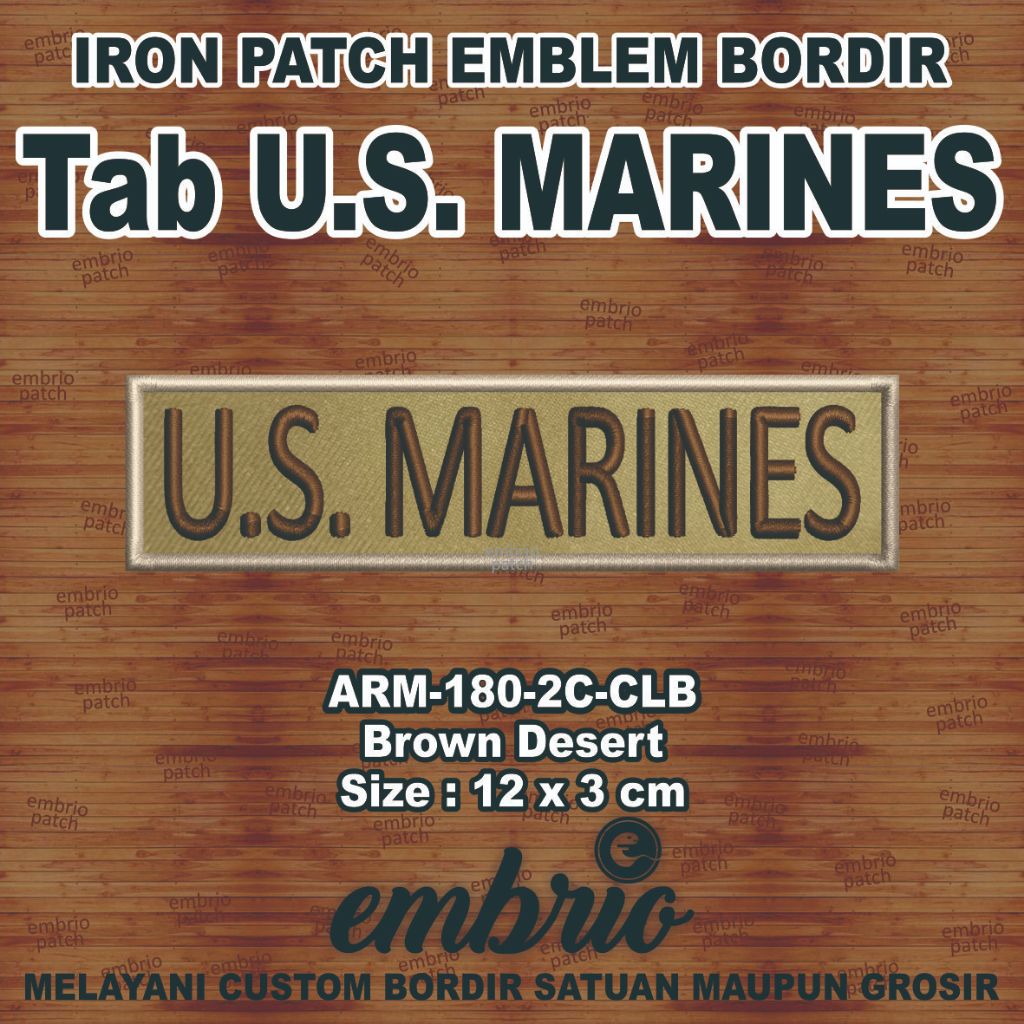ARM-180-2C-CLB Patch US MARINES name tag emblem bordir tab us marine military tactical tentara angka