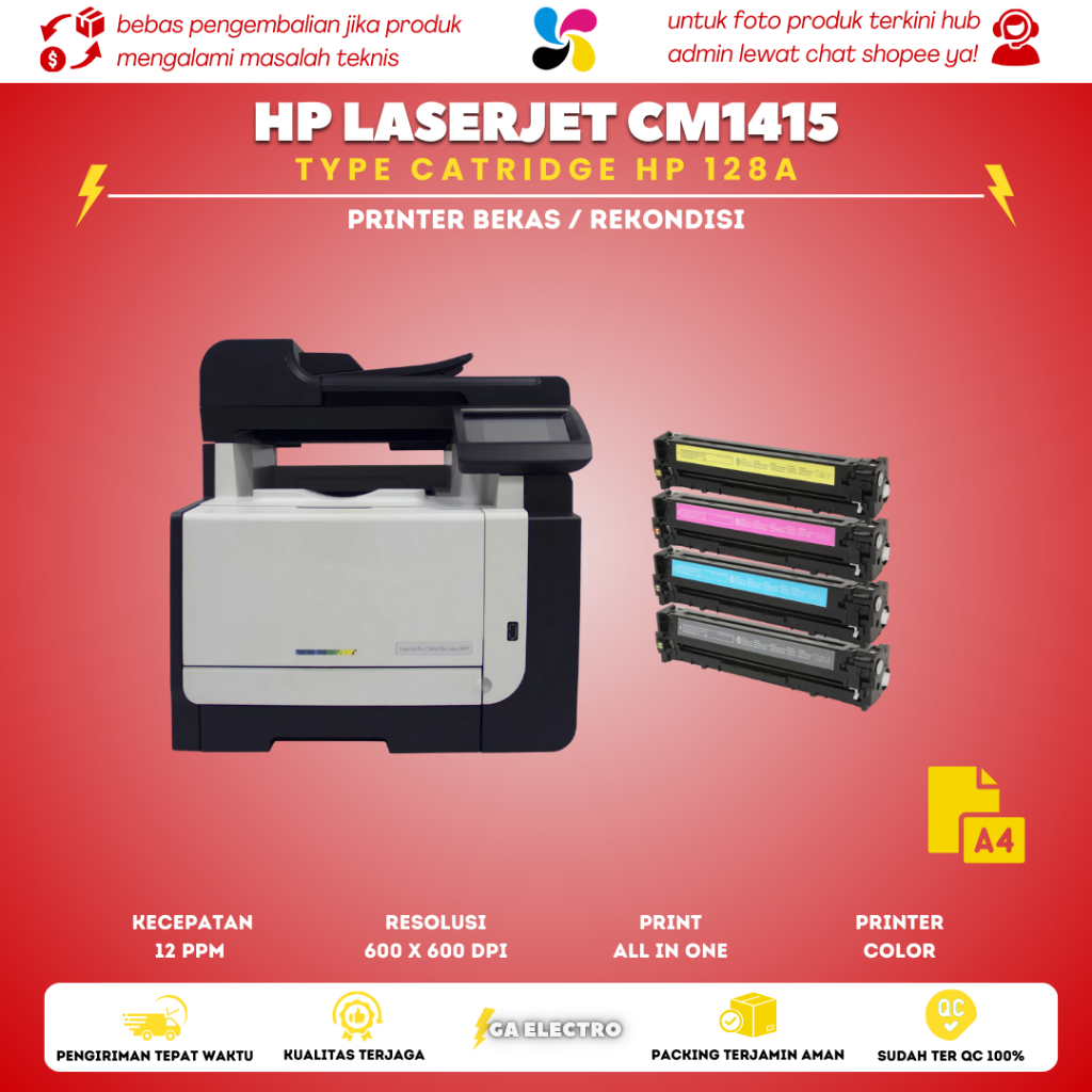 Printer color hp LaserJet pro cm1415 bekas