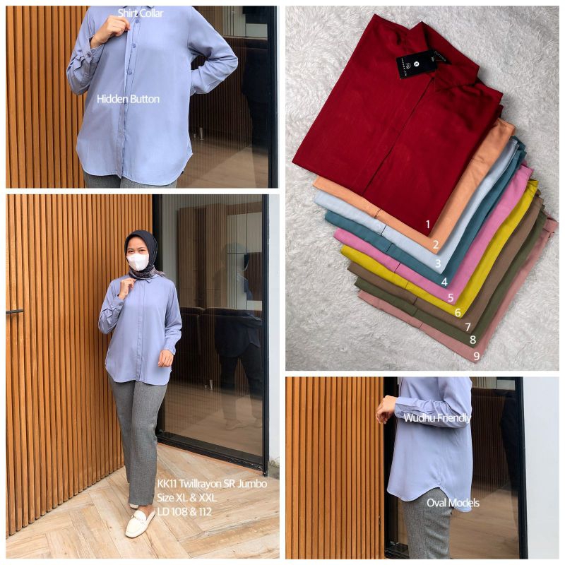 Kemeja NURAMA/Kemeja Rayon Twill SR/Kemeja Wanita/Kemeja polos import/Kemeja XL,xxl
