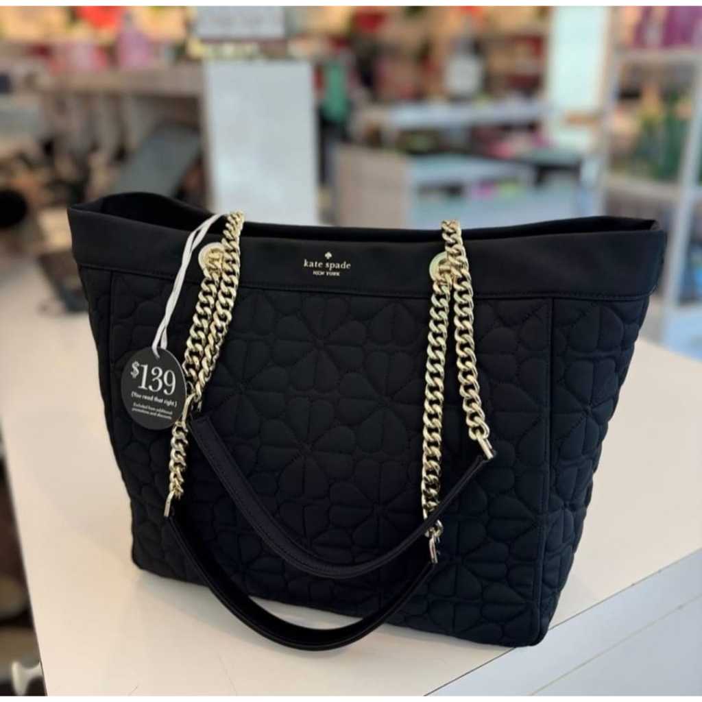 TAS BRANDED Flower Quilted Fabric XL Tote Black