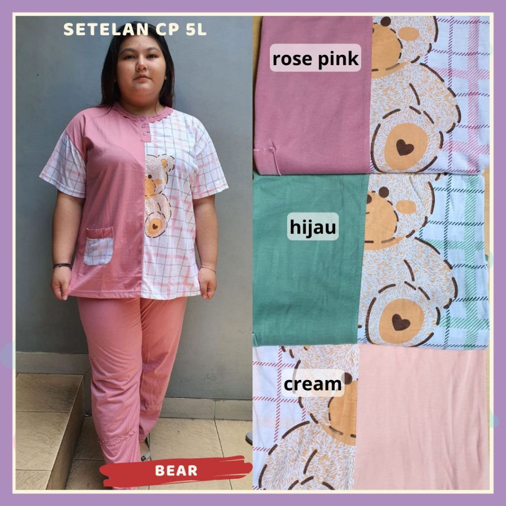 XIAO NIU - Baju Tidur Kaos Jumbo Wanita 5L LD 130 Katun Lembut