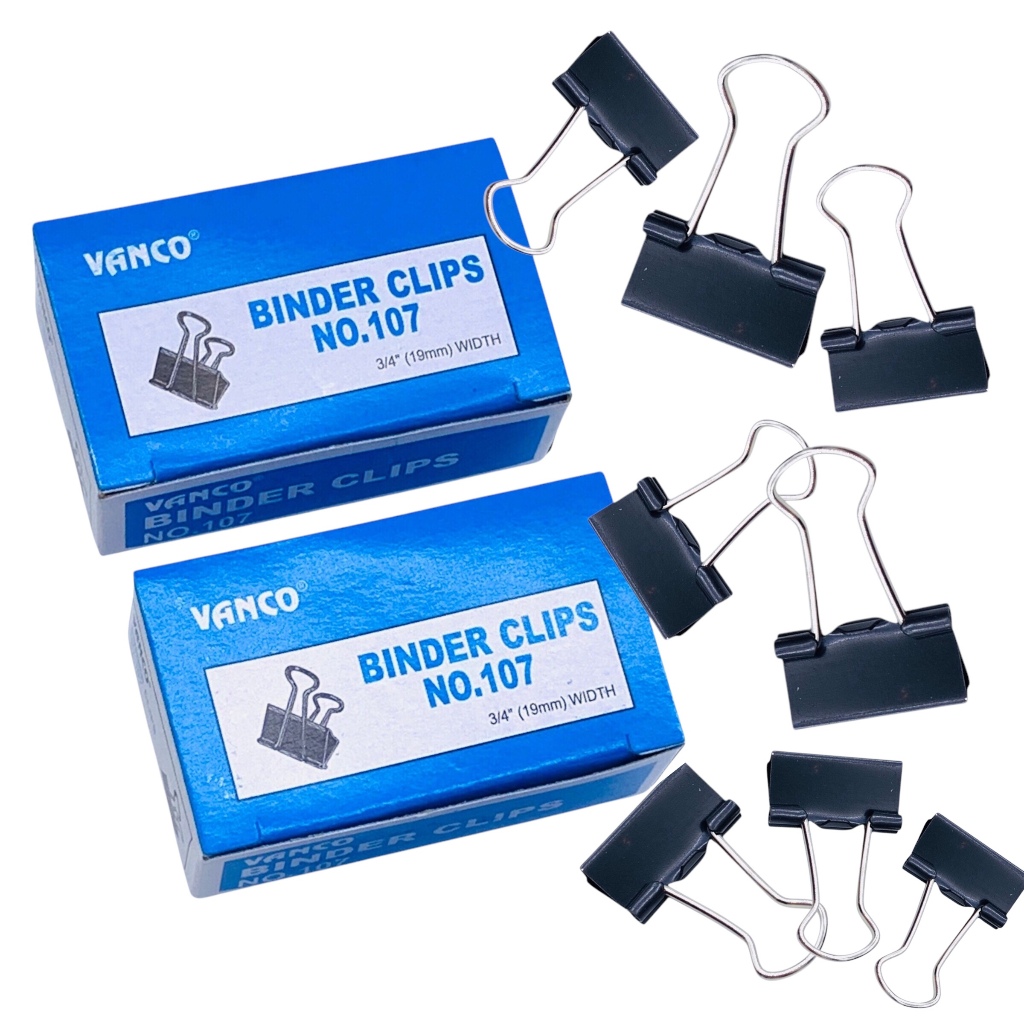 

(12 PCS) BINDER CLIP VANCO NO.107 BLACK (19mm) / PENJEPIT KERTAS / KLIP KERTAS