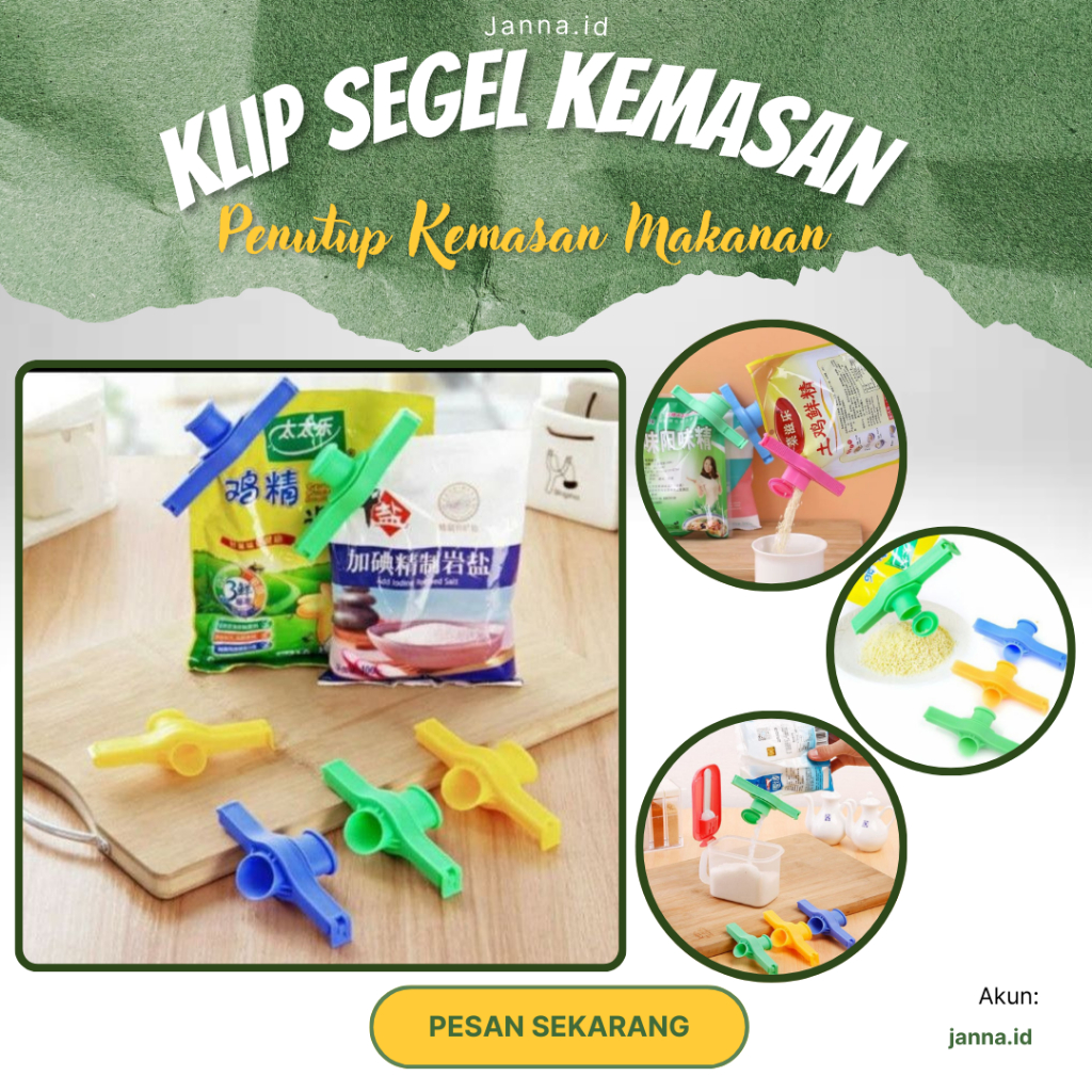 Klip Segel Plastik Penutup Makanan dengan Corong / Penjepit Kemasan Bungkus Makanan Ringan Bumbu Dap