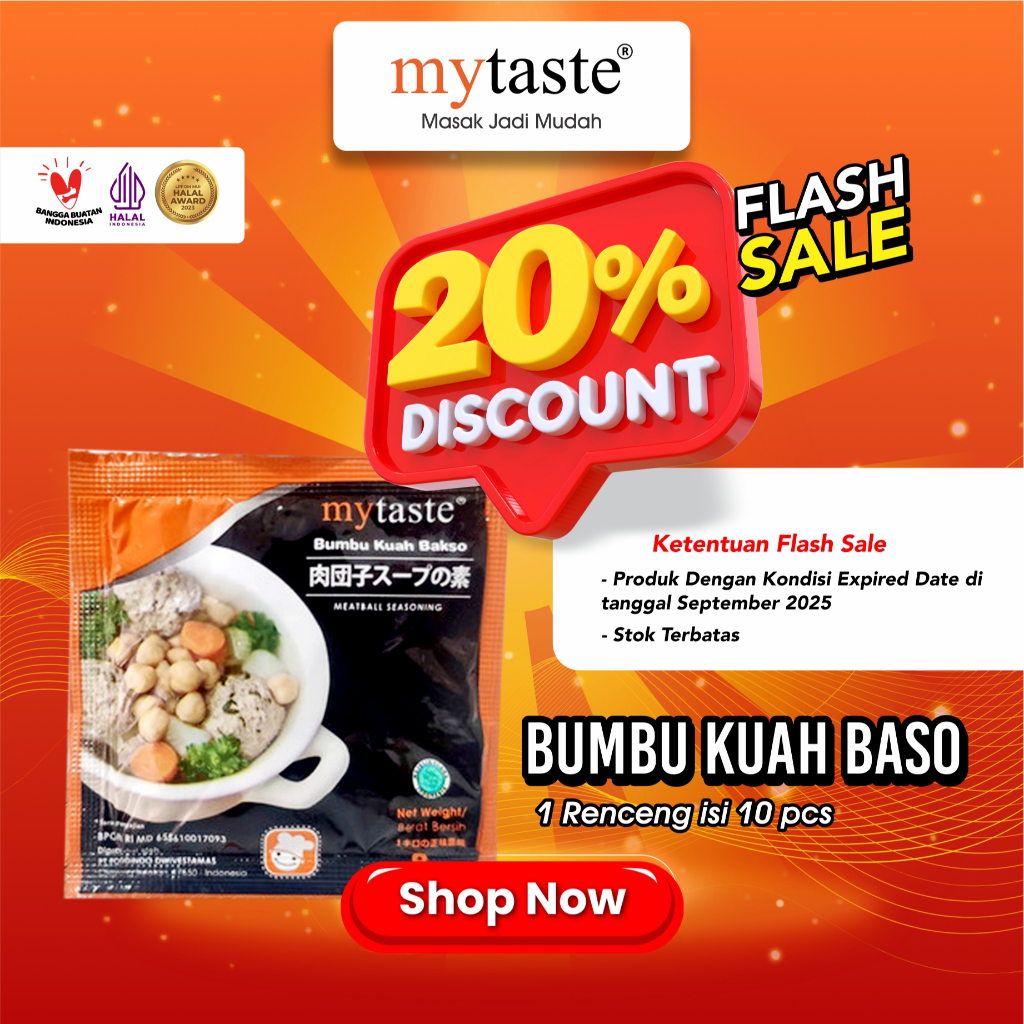

My Taste Bumbu Kuah Bakso FLASH SALE 1 RENCENG ISI 10 PCS