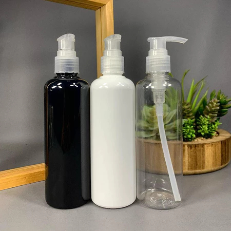 Botol Pump 250 ML PET / Botol Lotion Pump 250 ML - Tutup Pump Natural / Botol Sabun 250 ML