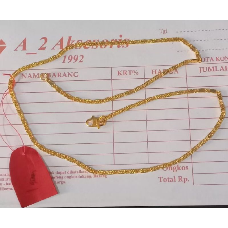 Kalung Emas Asli 24karat Motif Tempe Gepeng Kadar 1gram Fre Surat