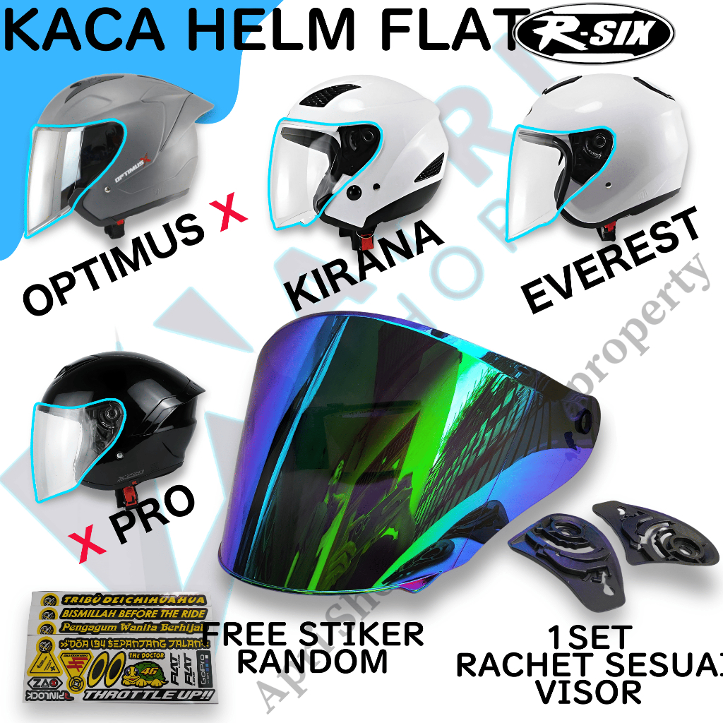 Kaca R-SIX XPRO / R-SIX OPTIMUS X / R-SIX EVEREST / RSIX KIRANA Visor Helmet FLAT allsize tm2