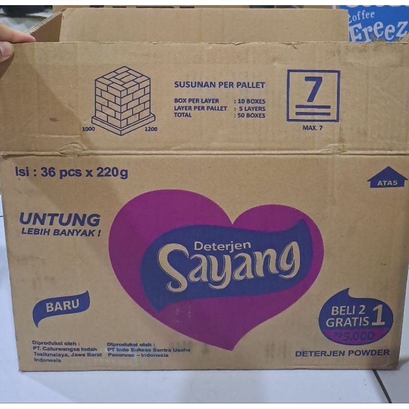 [KIRIM INSTAN] DETERGEN BUBUK SAYANG 1 DUS isi 36 PCS