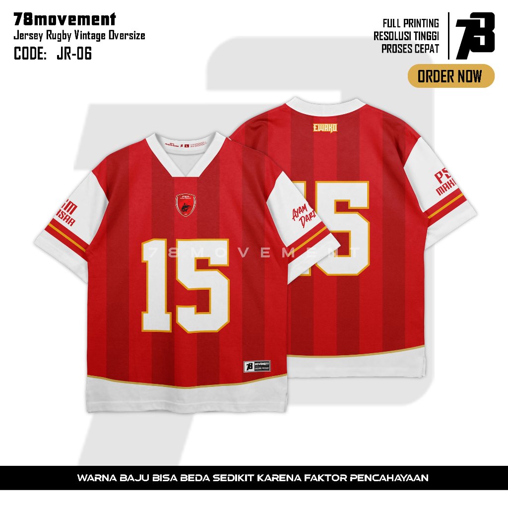 78movement JR-06 Jersey Rugby Oversize Unisex // Jersey Rugby // Jersey Vintage // Jersey Rugby Tema
