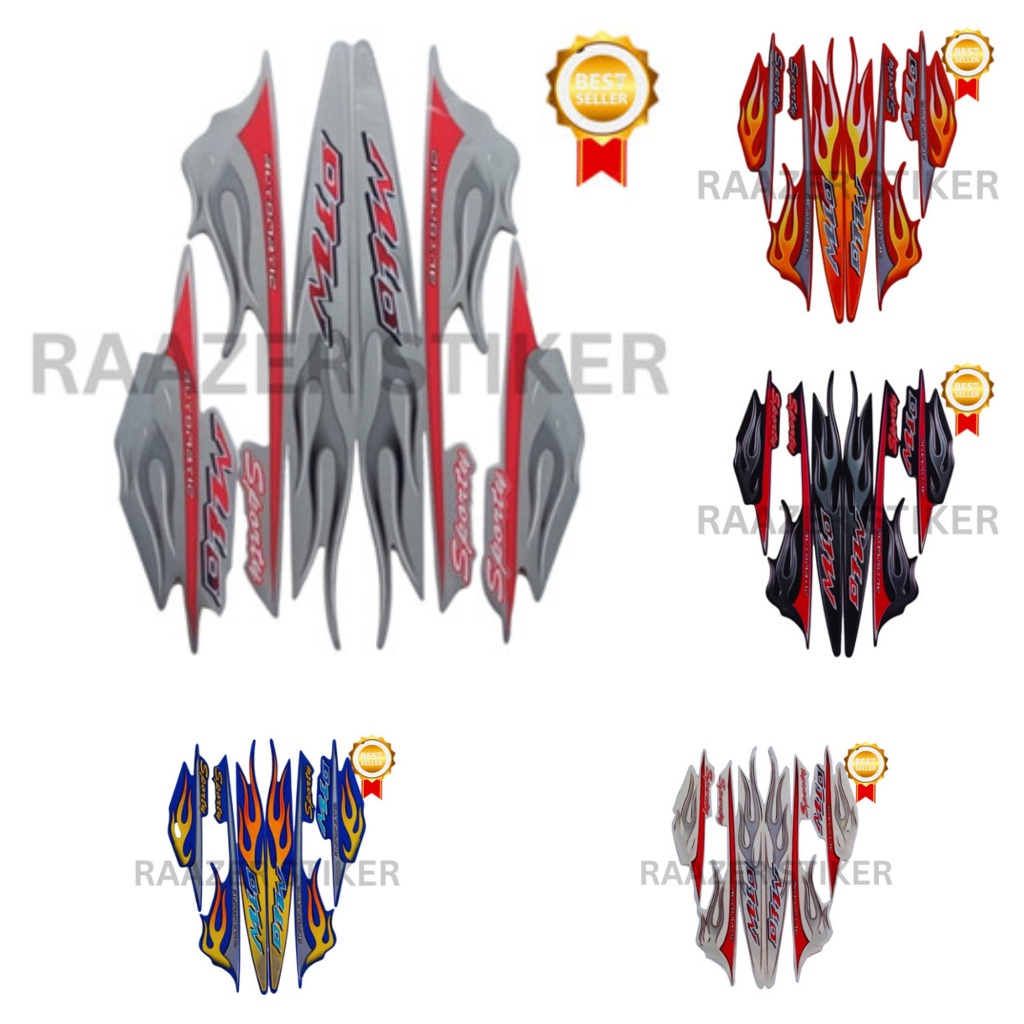 Striping Stiker List Body Standar Motor Yamaha Mio Sporty 2006 Motif Api List Stiker Mio Sporty 2006