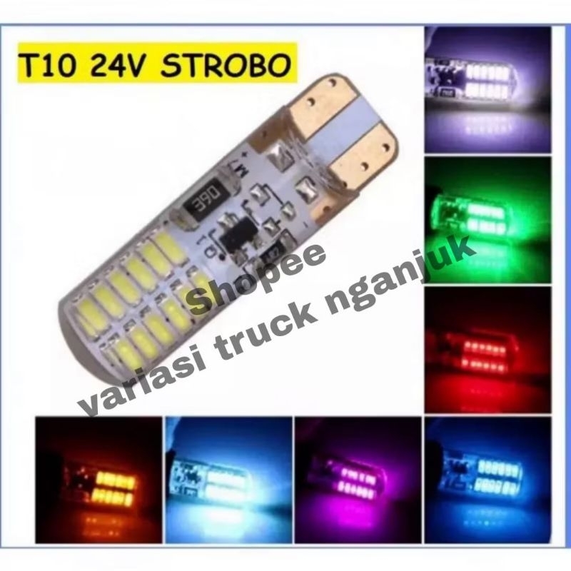 Lampu senja/ lampu kota Led t10 24 volt dan 12 volt kedip dengan retail packing mika