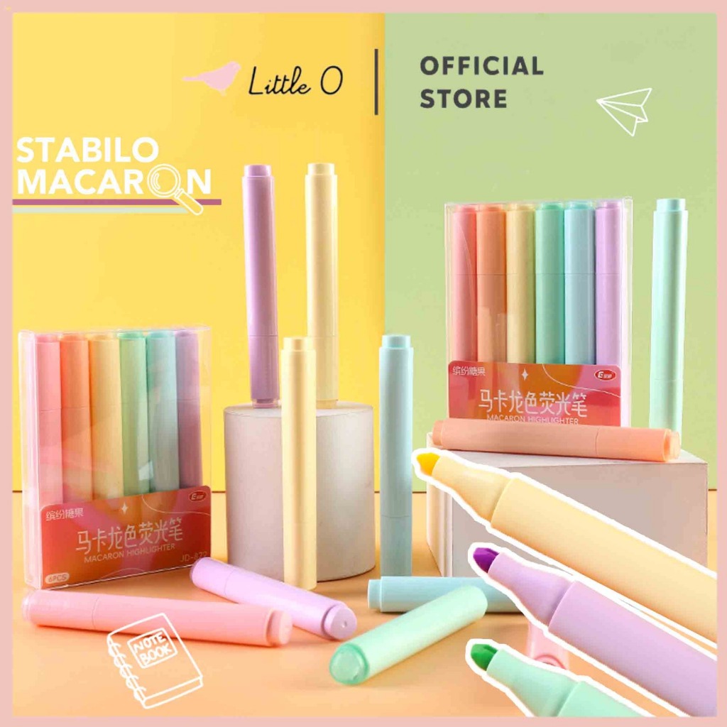 

1 Set Isi 6 Warna Highlighter Macaron Pastel Colors Penanda Berwarna Soft Spidol Warna