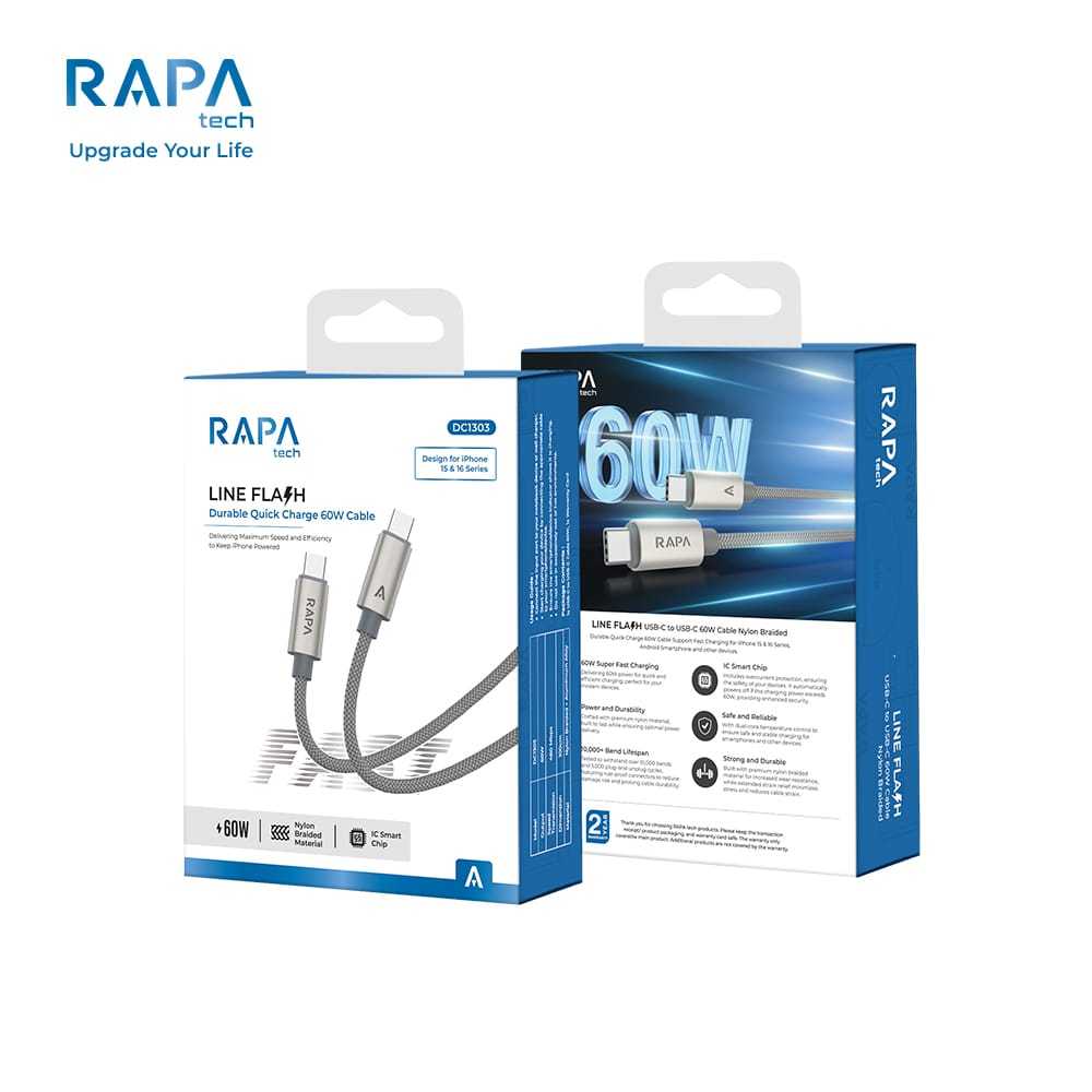 Rapatech cable line flash usb-c to  usb-c  60w- DC1303
