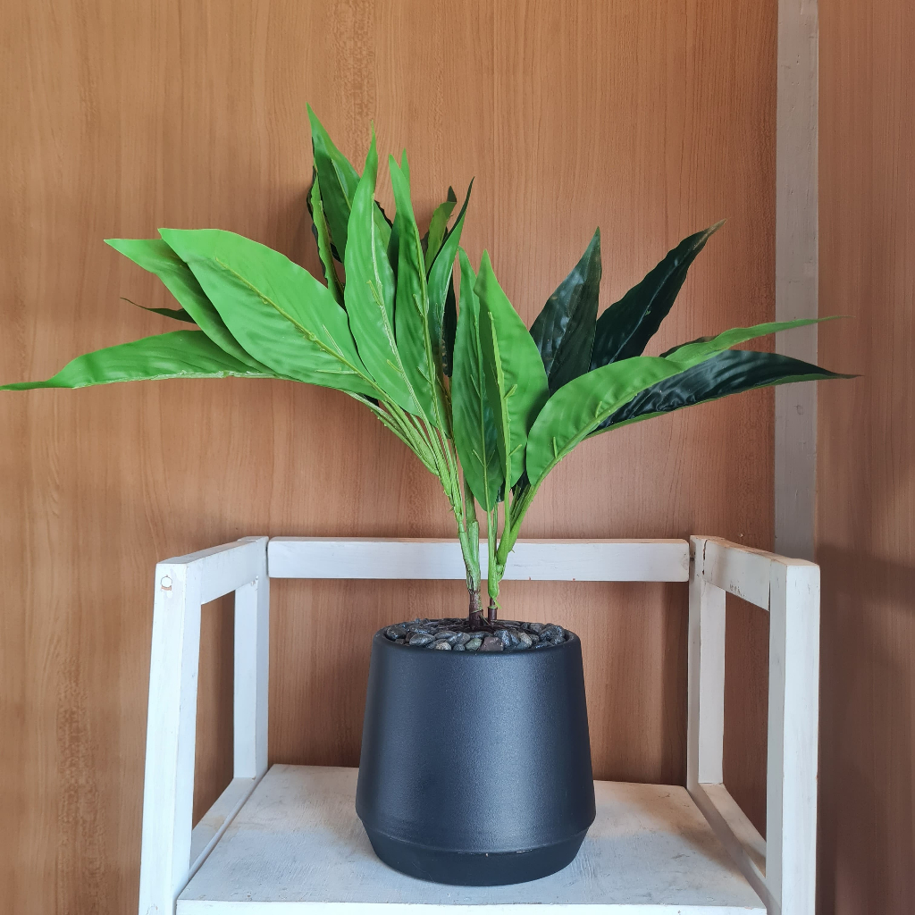 Legna Home Tanaman Hias Artificial Gelombang Cinta 3 Cabang Pot Plastik