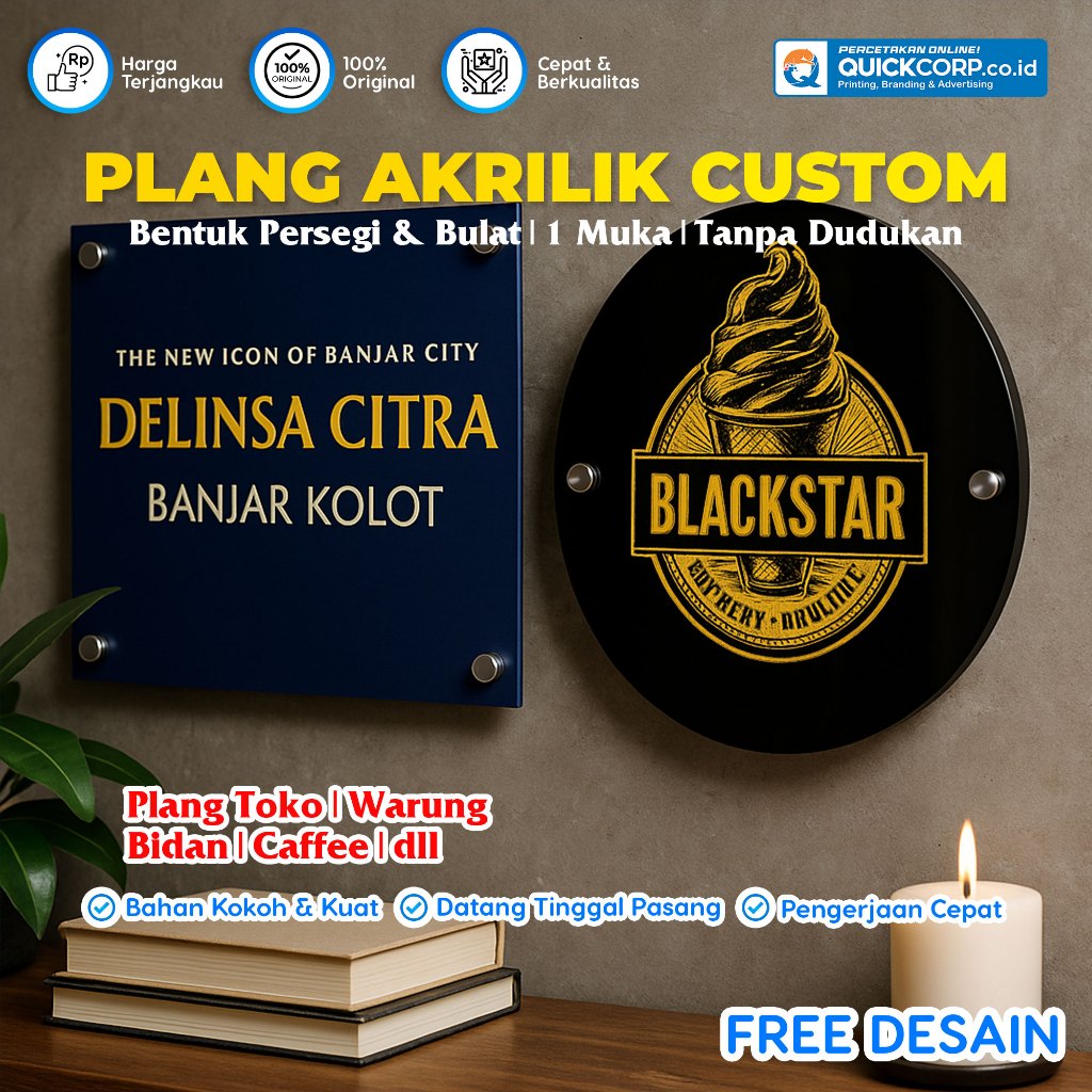 

Plang Toko | Plang Kantor Tinggal Pasang | Tanpa Dudukan Bahan Akrilik 1 Sisi | Papan Nama Usaha
