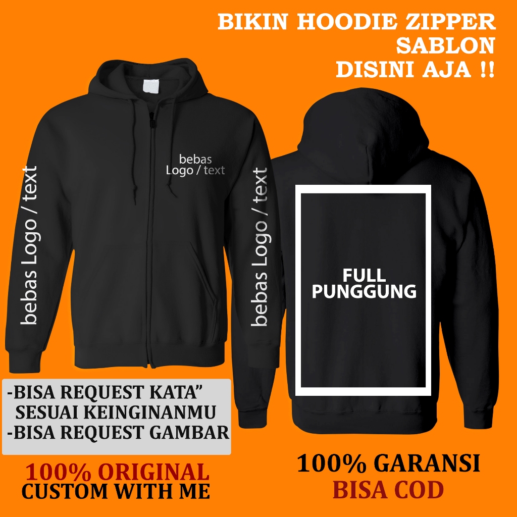 CUSTOM HOODIE ZIPPER PRIA | BIKIN HOODIE ZIPPER SATUAN | HOODIE CUSTOM COUPLE | SABLON HOODIE | Cust