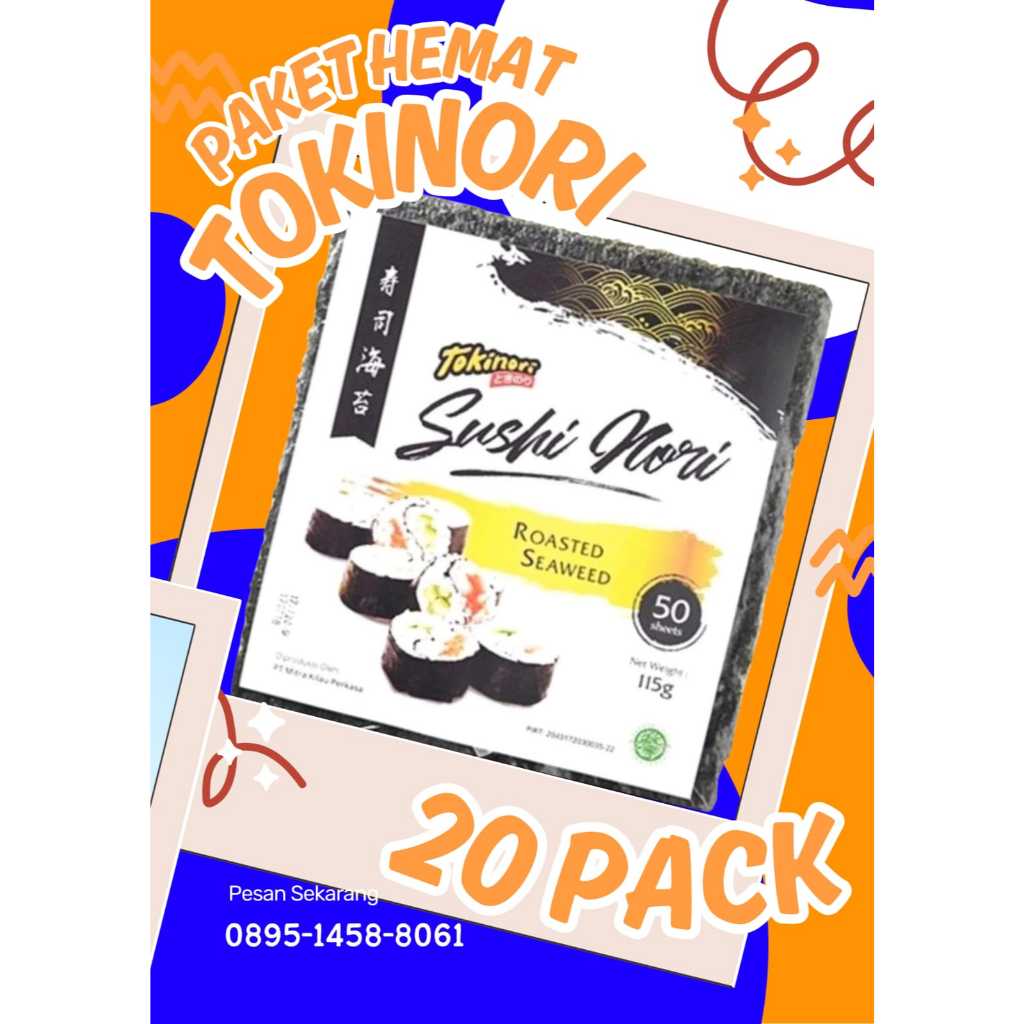 

PAKET HEMAT 20 PACK SUSHI NORI 50 LEMBAR / TOKINORI DAN ICHINORI & ICHI NORI SUSHI NORI