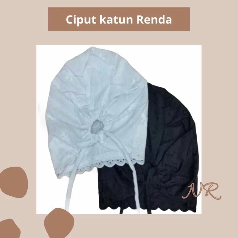 CIPUT DALAMAN KERUDUNG BAHAN KATUN PARIS HITAM DAN PUTIH, PERLENGKAPAN HAJI DAN UMROH WANITA ( KATUN