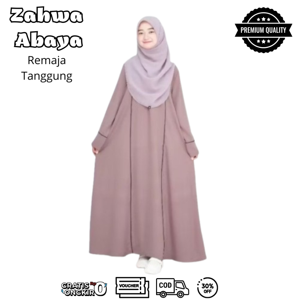 Pakaian Muslim Anak Perempuan Usia 11 12 13 14 15 16 17 Tahun Zahwa Abaya Remaja Tanggung Bahan Sabr