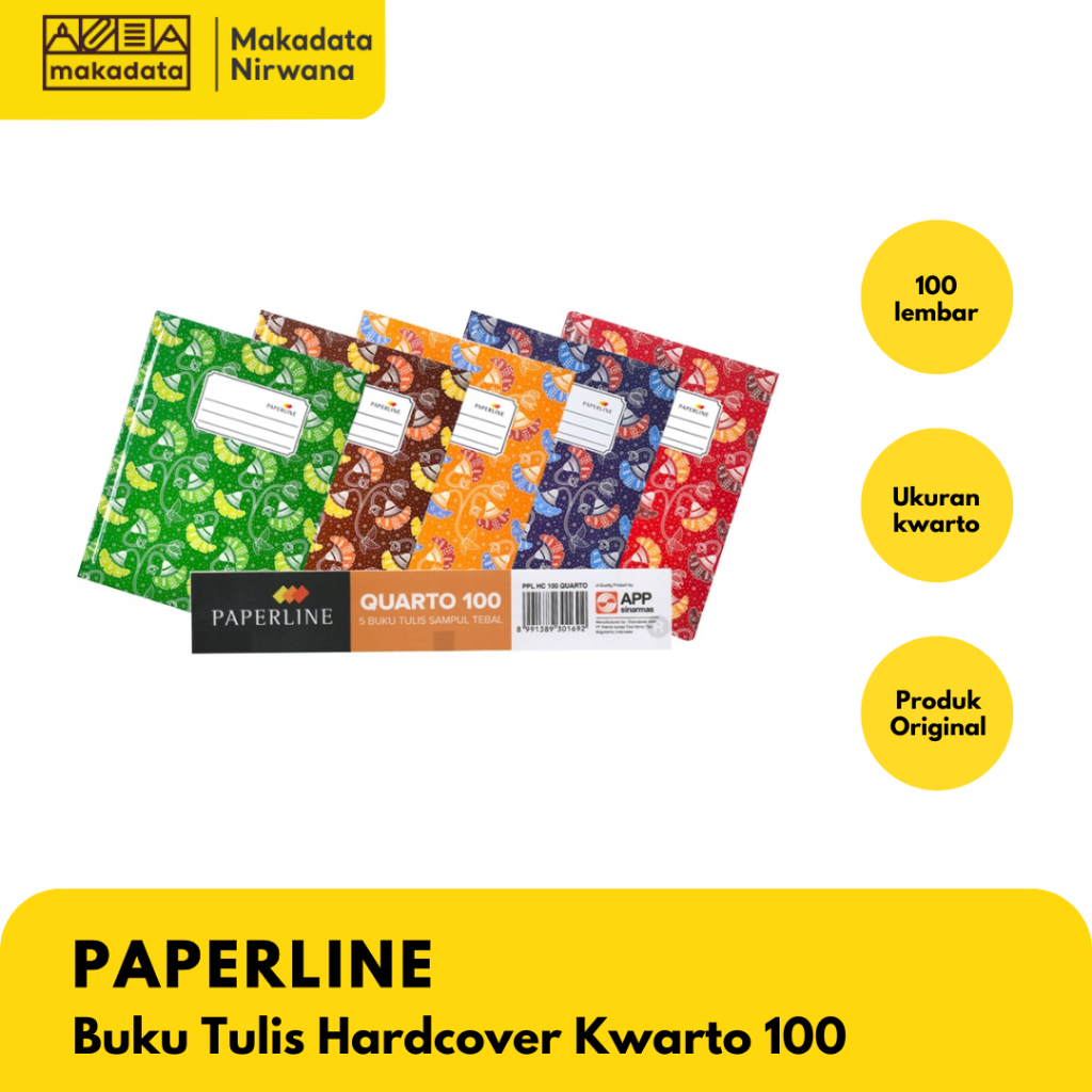 

BUKU TULIS KWARTO KUARTO QUARTO HARDCOVER ISI 100 LEMBAR PAPERLINE