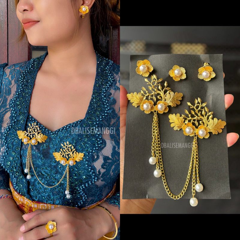 Set Bros Alpaka Bali Kuningan Lapis Emas