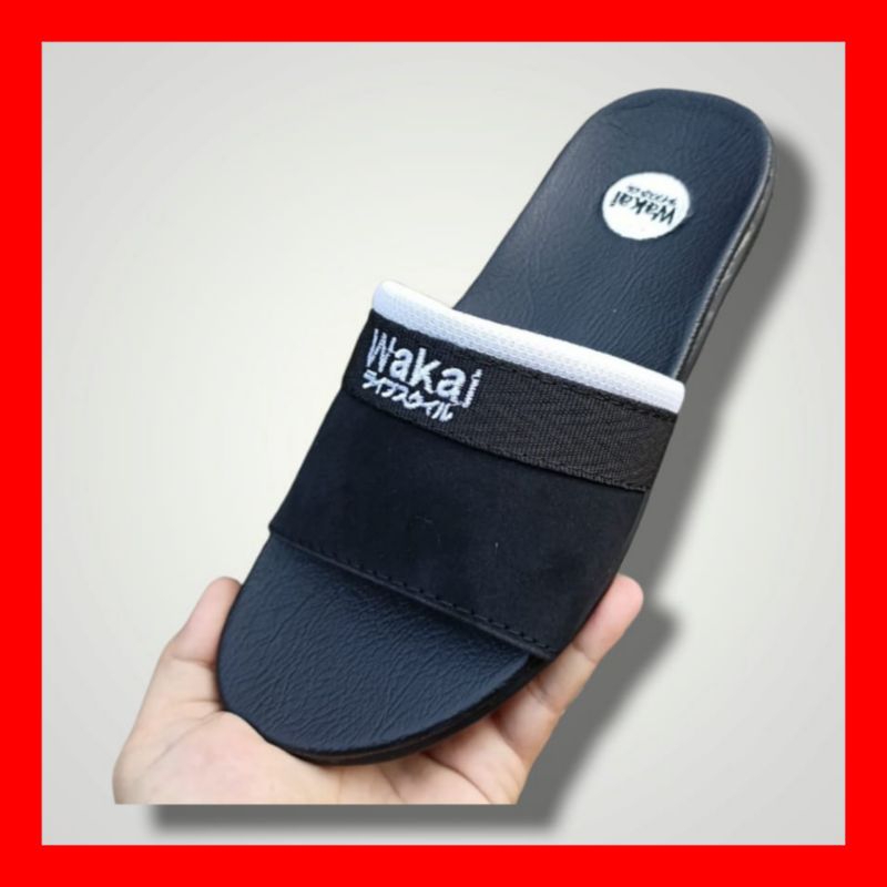sandal selop wakai hitam pria wanita
