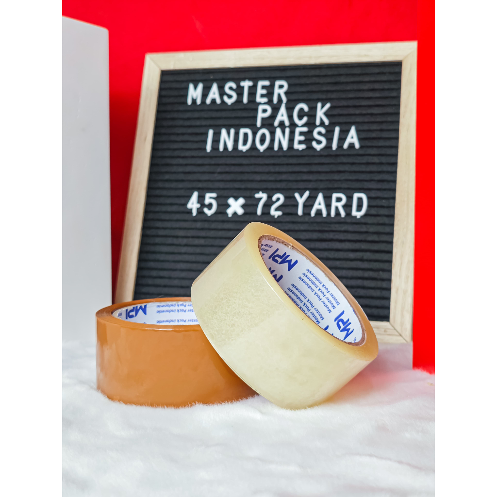 

LAKBAN BENING - LAKBAN COKLAT 45MM X 72 YARD PROMO MURAH MASTER PACK INDONESIA