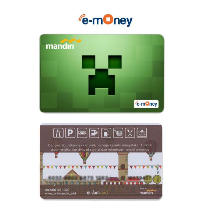 Kartu Minecraft E-Money E-Toll Mandiri Custom Card