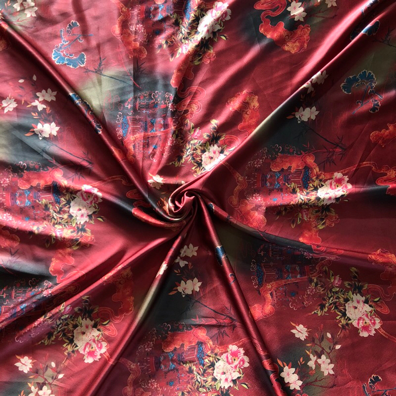 kain satin silk motif - kain satin silk motif bunga - kain satin silk motif luxury - kain satin silk