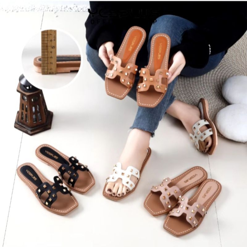 GN 6666 Sandal selop jelly sandal flat wanita model Duri Anti slip fashion korea terbaru import