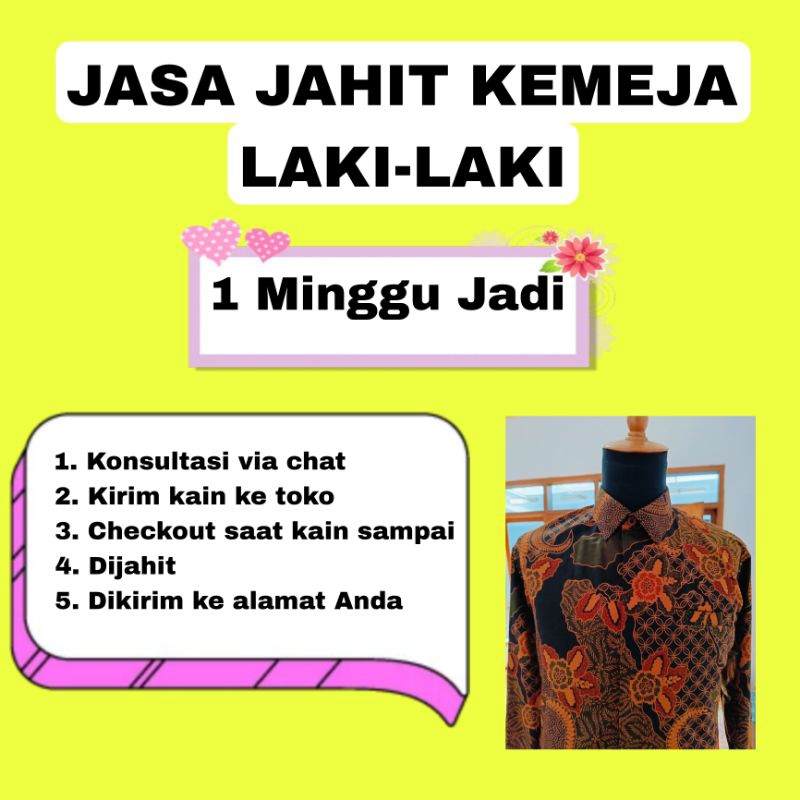 JASA JAHIT KEMEJA PRIA (KAIN DARI PEMBELI) MODEL APAPUN
