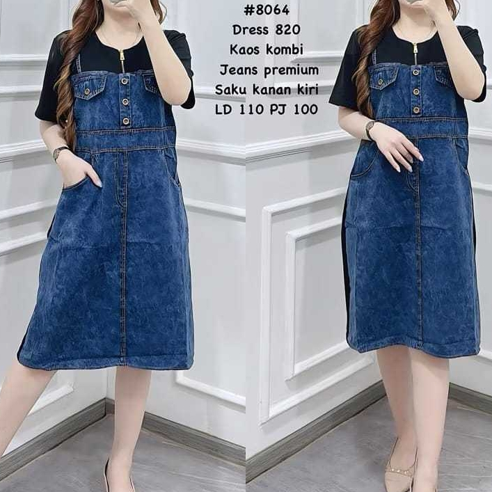 DRESS KEKINIAN/ DRESS JEANS/ DRESS JEANS KOMBINASI KAOS/ DRESS MIDI