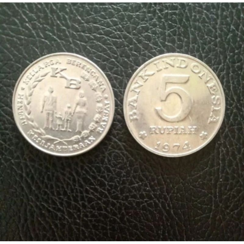 Koin 5 Rupiah Kb Besar Aluminium Thn 1974