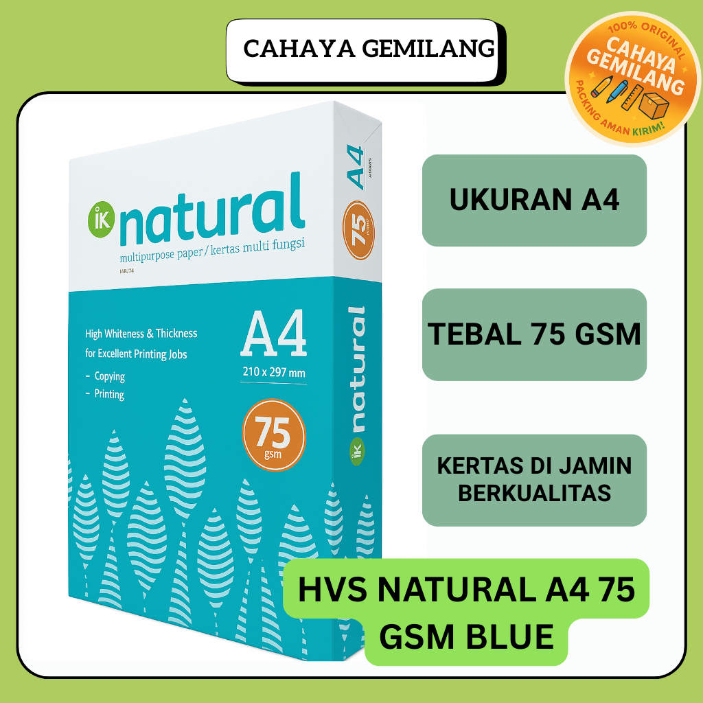 

Kertas HVS A4 Natural 75 GSM Blue/ Orange