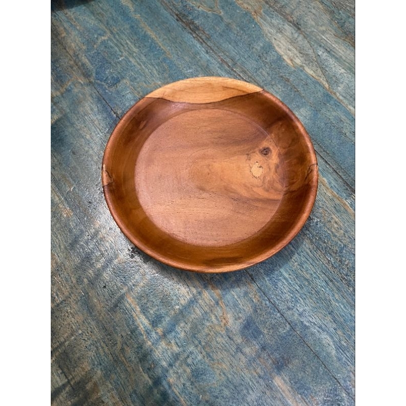 piring kayu bulat 15cm jati foodgrade