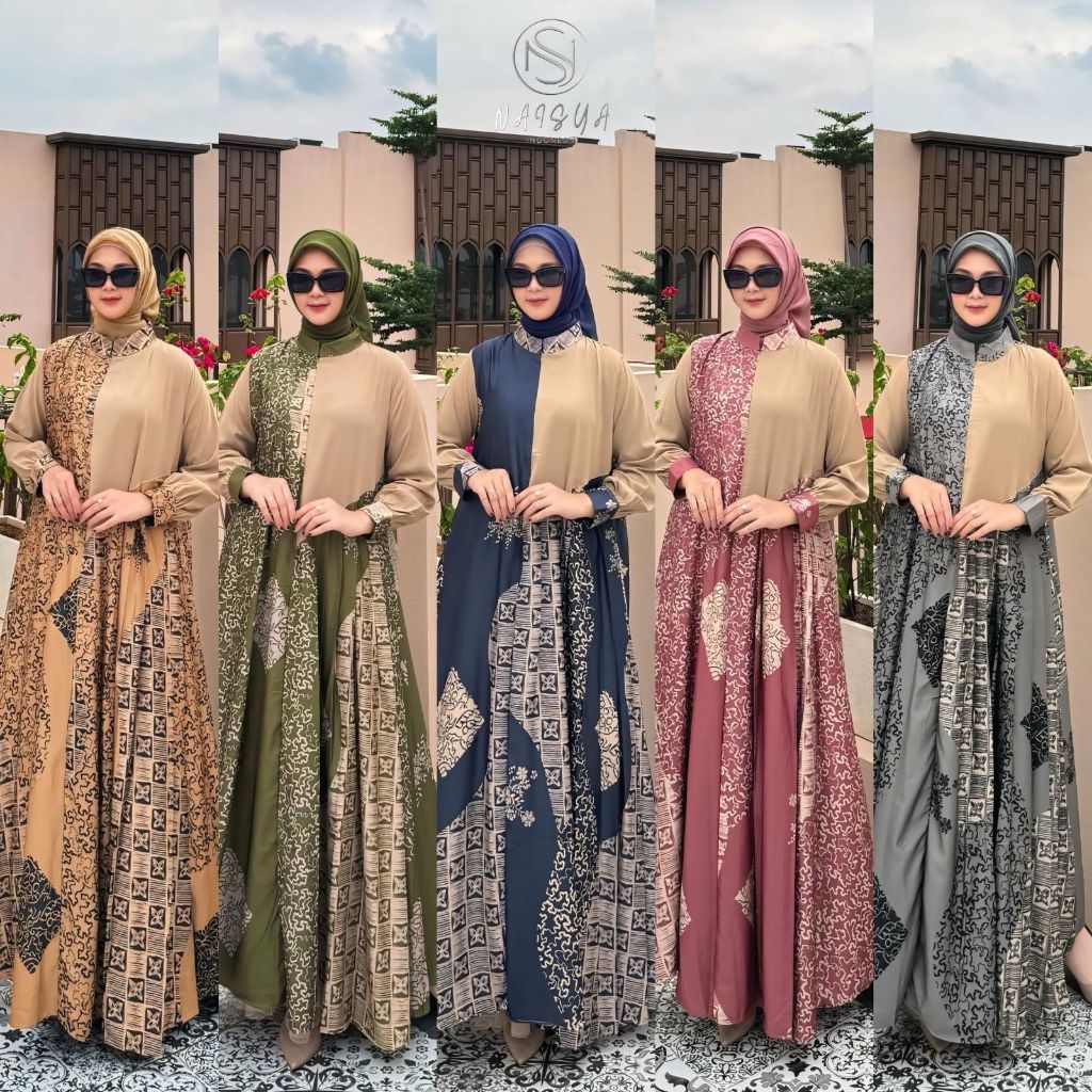 Fahrina Dress  By NSY Gamis Biba Print Simple Elegant