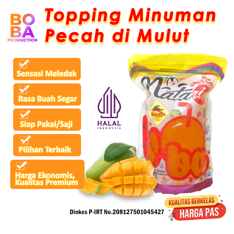 

Popping Boba Mango 500gr - Boba Pecah di Mulut - Supplier Topping Minuman / Halal