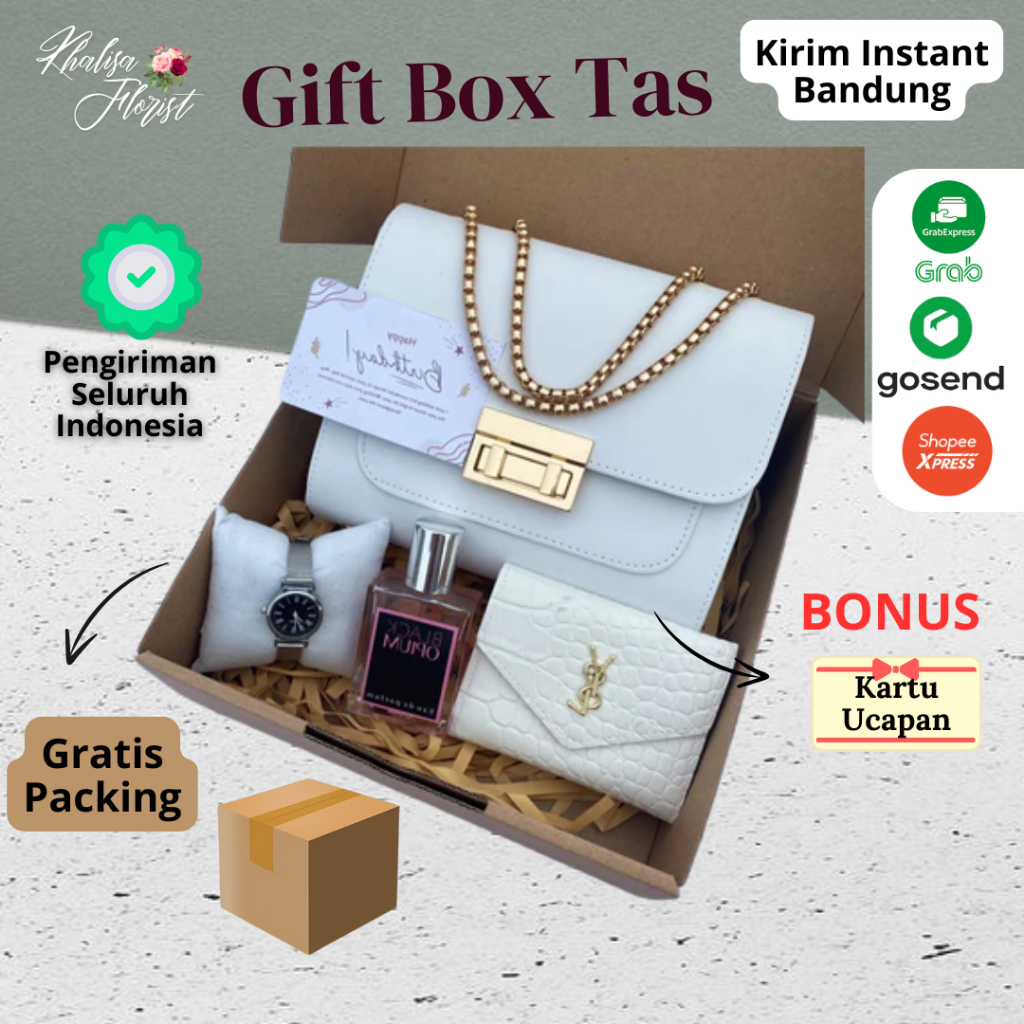 

KHALISA FLORIST 33A Kado Ulang Tahun Cewek / HAMPERS TAS / GIFT BOX TAS WANITA READY SIAP KIRIM