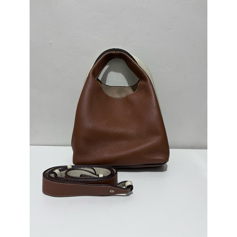 Tas kulit asli 2 warna ala kremes picotin* | two tone sling bag kulas coklat mix putih
