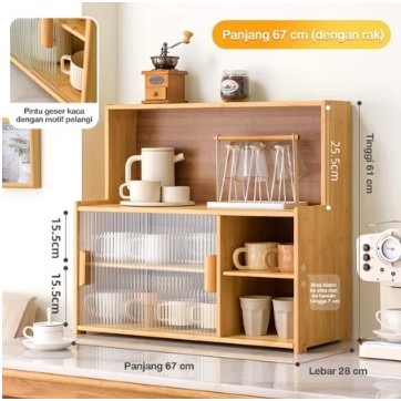 ( GARANSI 12 BULAN ) RAK MANGKOK DAPUR RAK GELAS PIRING LEMARI PIRING KAYU RAK DAPUR TERTUTUP RAK PI