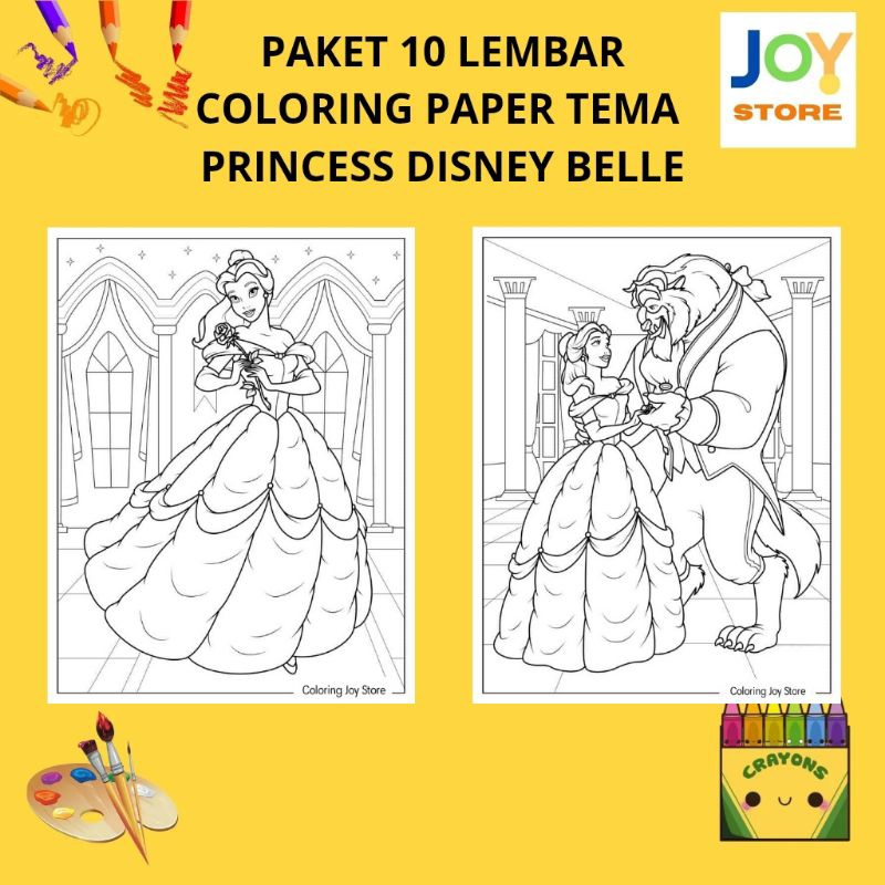 

PAKET 10 Lembar Kertas Gambar Mewarnai Tema Princess Disney Belle Ukuran A4 150 gsm - Coloring Paper 075
