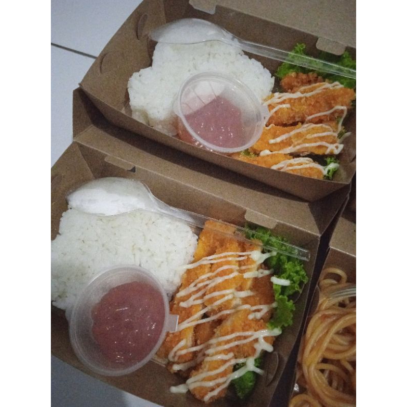 

Nasi Chicken Katsu / Nasi Bento Ekonomis / Chicken Katsu / Bento Ulang Tahun