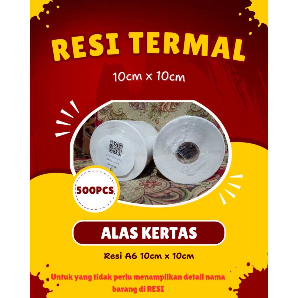 

Stiker Label Thermal Resi A6 100 x 100 isi 500 Lembar Alas KERTAS Bukan PLASTIK