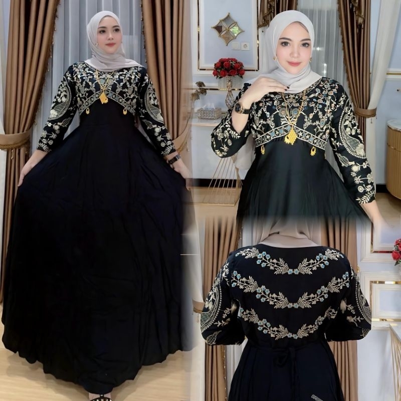 Terbaru Gamis Bordir Burung Katun Rayon / Gamis Katun Bordir Viral